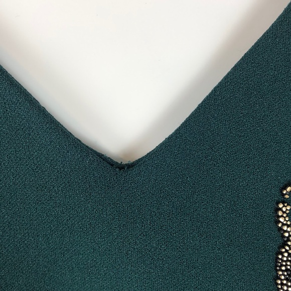 !!Calvin Klein Green And Gold V Neck Dress Size16W - Picture 6 of 7